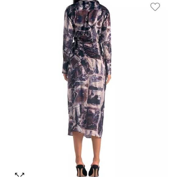 New with tags. Elan wrap midi dress in blue marble - Picture 3 of 8